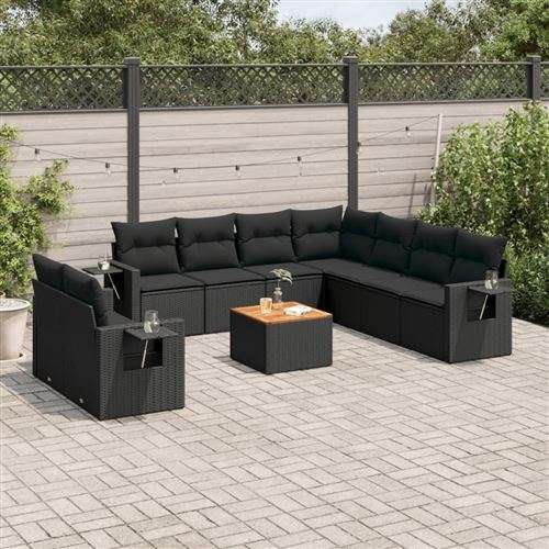 VIDAXL - Salon de Jardin Modulable - 9 Personnes - Résine Tressée - Noir - 10 Pièces - Image 2