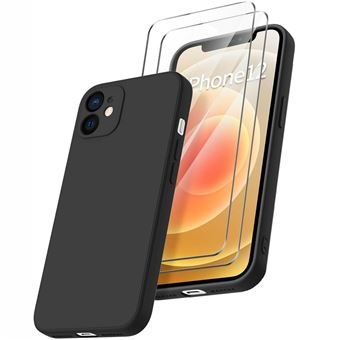Pack Coque Noire + Verre Trempé Pour IPhone 12 (6,1") - Marque Little Boutik - Neuf