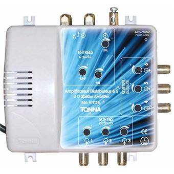 Amplificateur Distributeur SEDEA - 2 Entrées (TNT/DAB/FM) 6 Sorties TV, Gain 22 DB