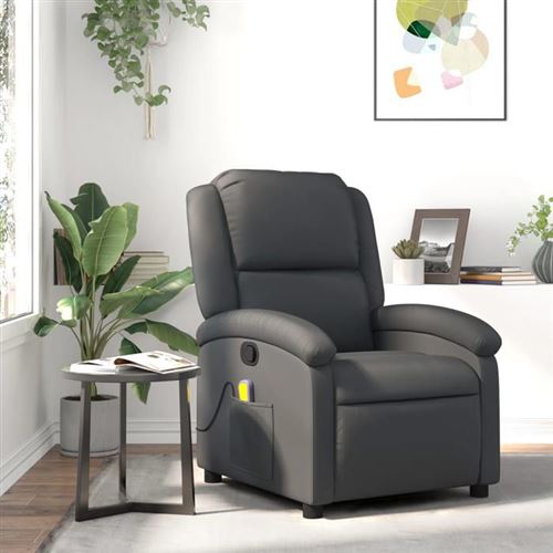 Non Communiqué Gris Vidaxl Fauteuil De Massage, Relaxation Echt Leer