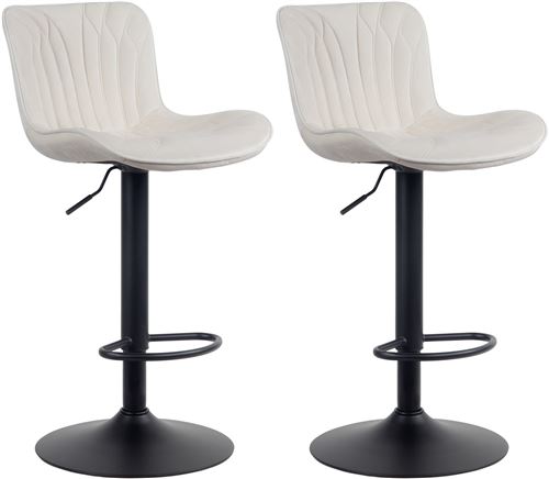 CLP Lot de 2 Tabourets de bar Linus Pied en Métal réglable pivotant , Crème/Velours