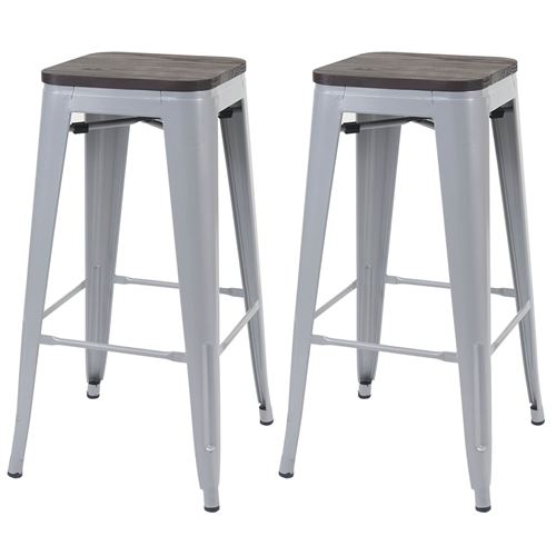 Mendler Gris Lot De 2 Tabourets De Bar Métal - Image 2