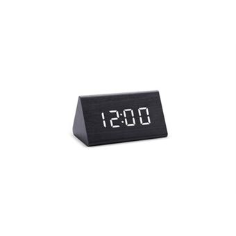Réveil Numérique LED En Bois HASMI - Contrôle Vocal, Alimentation USB/piles - Design Sobre Pour Bureau Ou Chambre
