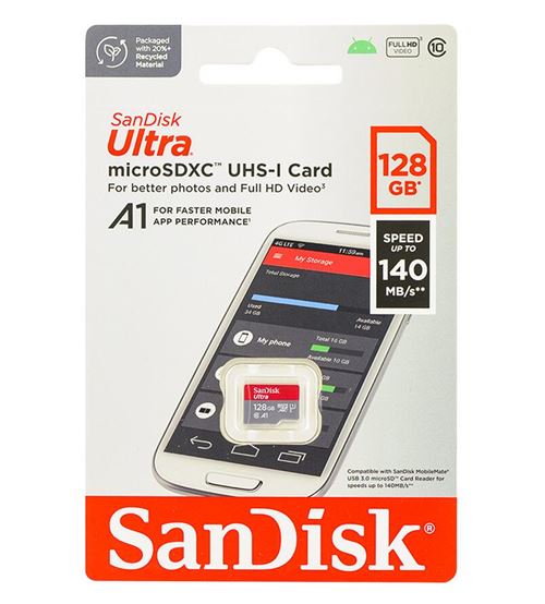 Carte Mémoire micro SDXC SanDisk Ultra 128 Go Vitesse de Lecture Allant  jusqu'à 140MB/S, Classe 10, U1, A1 Adaptateur SD inclus - Carte mémoire  micro SD - Achat & prix