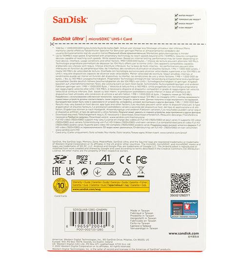 SanDisk Ultra MicroSDXC UHS-I 128 Go Carte Mémoire 120Mb/s U1 A1