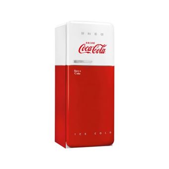 REFRIGERATEUR FROID BRASSE, CONGELATEUR STATIQUE, 270 L, ANNEES 50, CHARNIÈRE DROITE, PLASTIQUE THERMOFORMÉ, 1 BAC A LEGUME, ZONE EXTRA FRESH, ÉCLAIRAGE INTERNE LED, ALERTE D'OUVERTURE PROLONGÉE, COCA COLA