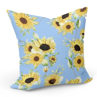Fabulous Housse de coussin Multicolore Tournesol Motif Bleu [40x40 cm] - 1