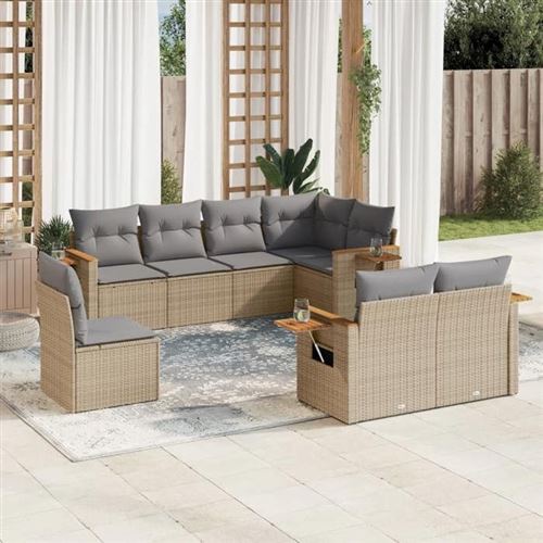 Non Communiqué Beige Salon De Jardin Modulable Vidaxl 8 Pieces 8 Personnes 62.0 X 62 X 69 Cm Resine Tressee