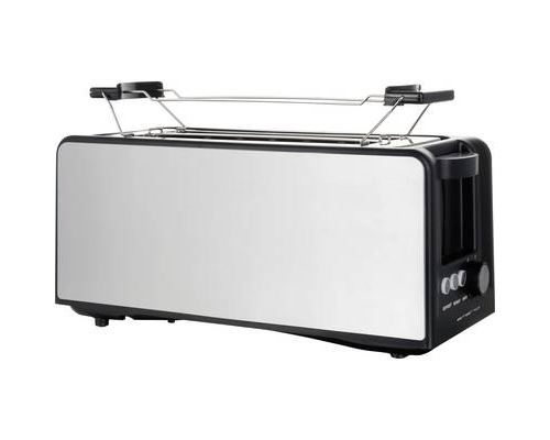 EMERIO TO-124806 Grille-pain sans BPA, avec grille spéciale viennoisieries argent, noir
