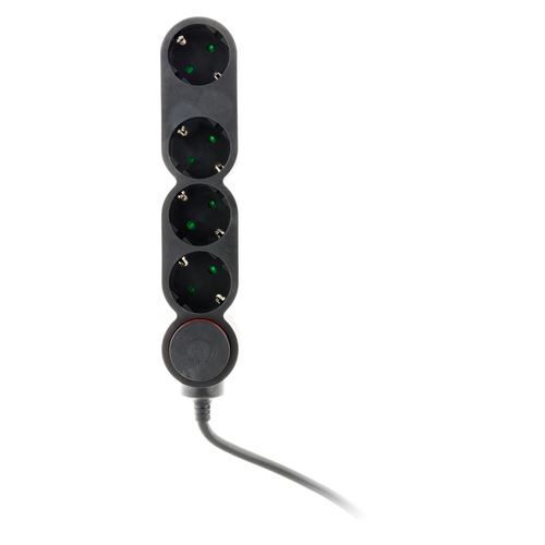 Non Communiqué Noir Zenitech - Multiprise Schuko 4X16a + Interrupteur - 1,5M