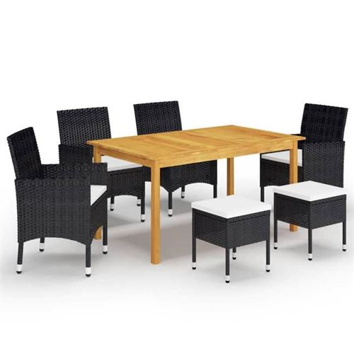 Non Communiqué Multicolore Vidaxl Ensemble De Salle À Manger De Jardin 7 Pcs Mobilier À Dîner De Terrasse Table Et Chaises De Repas De Patio Mobilier 3067777