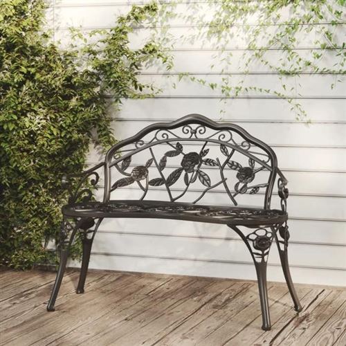 Vidaxl Noir Banc De Jardin 100 Cm Aluminium - Image 3