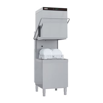 Lave vaisselle à capot revêtement simple avec pompe de vidange, panneau de commande en haut, 50x50   400 V QQI 102 P/TOP   Redfox - 1