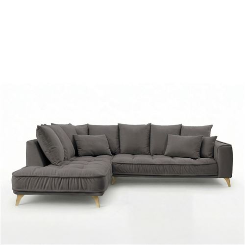 Maison Aubertin Canap&eacute; Tissu Angle Gauche Gris fonc&eacute; Altamo - 4 Places