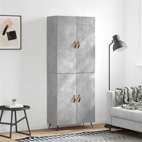 Non Communiqué Gris Buffet Haut Béton 69,5X34x180 Cm Bois D Ingénierie