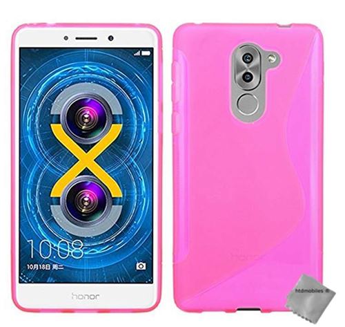 Housse etui coque pochette silicone gel fine pour Huawei Honor 6X Pro + verre trempe - ROSE - htdmobiles