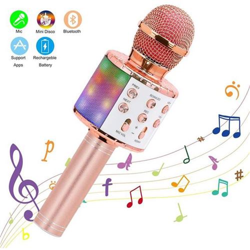 Cadeaux de microphone karaoké bluetooth pour garçons et filles - or rose