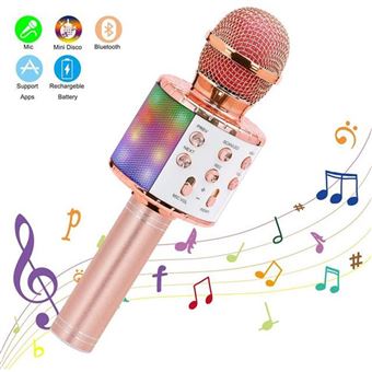 Microphone karaoké sans fil Bluetooth, micro-enregistreur tout-en-un  haut-parleur karaoké portatif haut microphone, radio FM Remix ajustable  cadeaux géniaux pour filles garçons tous âges (or)