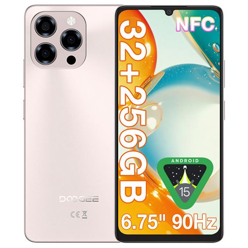 DOOGEE NOTE 58 Pro Téléphone Portable 6.75 Android 15, 6250mAh, 32(8+24)Go+128Go, 16MP+8MP,Empreinte digitale/Face ID,Dual SIM 4G - Or