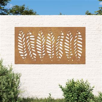 vidaXL Décoration murale jardin 105x55 cm acier corten design feuille, décoration murale extérieure, art mural de jardin, décoration murale en métal 824500 - 1