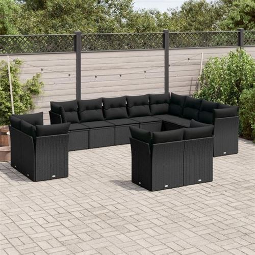 Non Communiqué Noir Vidaxl Salon De Jardin Avec Coussins 12 Pcs, Canapés De Terrasse, Ensemble De Meubles D'extérieur Patio, Moderne, Beige 3218468