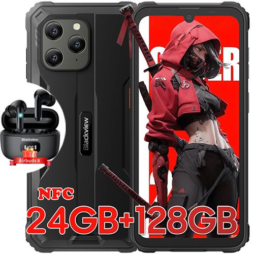 Smartphone Incassable Blackview BV5300 Plus Android 13 6,1 128 Go 6580mAh NFC Noir avec Blackview Airbuds 8