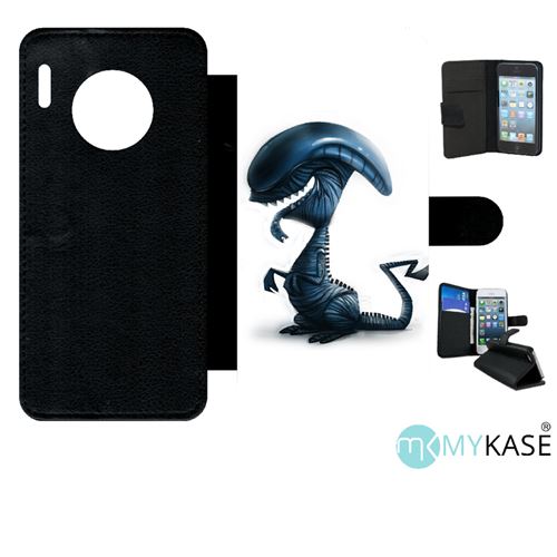 Etui My-Kase pour Mate 30 Pro - funny mon toutou alien - Simili-cuir Noir