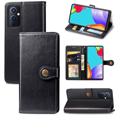 MPFRANCE Housse pour OnePlus 9 Noir [Porte Carte, etui portefeuille, boucle]