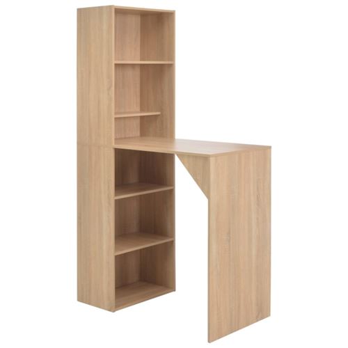 vidaXL Table de bar avec armoire Chêne 115 x 59 x 200 cm