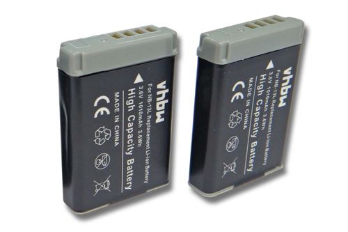 Vhbw 2x Batteries compatible avec Canon PowerShot G5 X, G1 X Mark III, G5 X Mark II, G7 X appareil photo, reflex numérique (1010mAh, 3,7V, Li-ion)