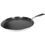 Poêle à Crêpes En Acier Inoxydable 24 Cm - Antiadhésive Nid D'Abeille, Compatible Induction