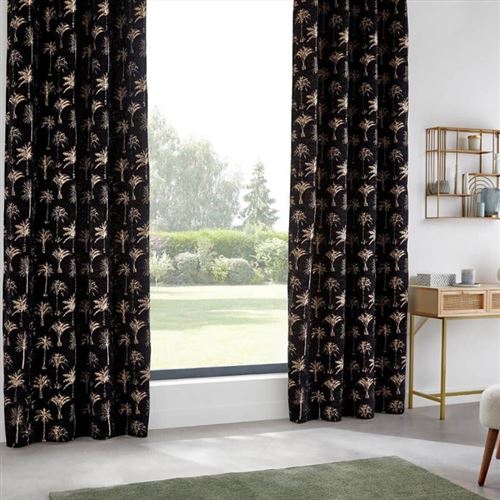 Rideau 140x260 Chenille palmier noir Atmosphera - Noir