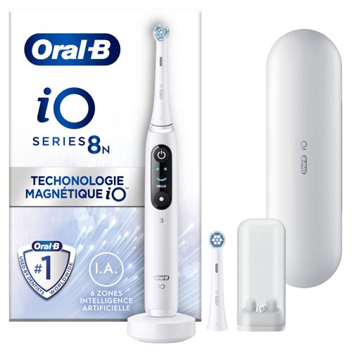 Oral-B Io 8N - Avec Etui De Voyage Et Porte Brossette - Blanche - Brosse À Dents Électrique