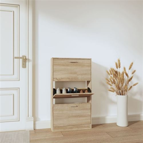 vidaXL Armoire à chaussures Chêne 59x17x108 cm Bois d'ingénierie342527