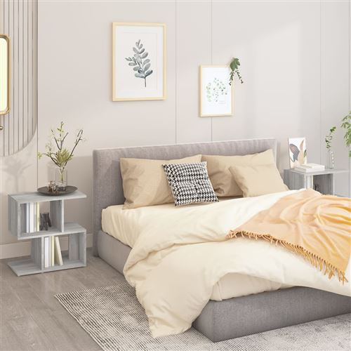 vidaXL - Table de chevet - 50 x 30 x 51,5 cm - Gris - Image 2