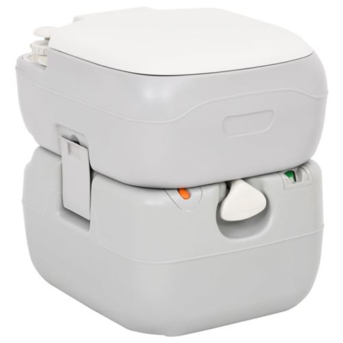vidaXL Toilette de camping portable gris et blanc 22+12 L PEHD