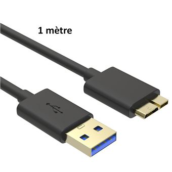 Cable USB 3.0 Mâle A vers Micro B pour Disque Dur WD My  Passport/Elements/My Book/ Toshiba/Seagate/Hitachi - 1m Phonillico®