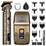 Tondeuse Cheveux et Barbe Hatteker 3 en 1 - Rasoir électrique - Étanche IPX7 - Bronze