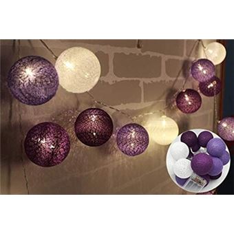 Guirlande lumineuse à piles - 3,3 m - 20 boules led - pour intérieur - éclairage  de noël - décoration pour mariage, chambre, maison, fête (violet) - Achat &  prix