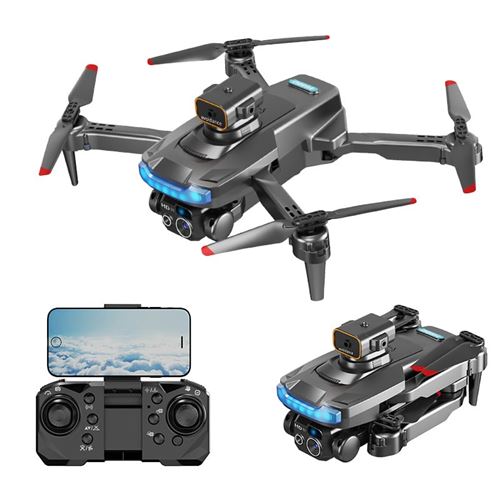 Drone P15 avec double caméra 4K 360° pour éviter les obstacles 3 batteries Autonomie : 20 Min Noir SZSMART