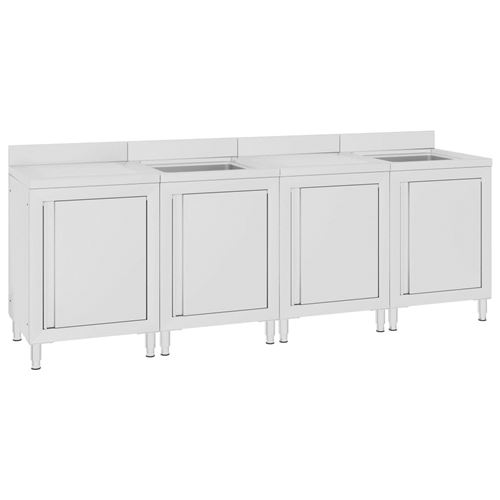 vidaXL Évier de cuisine commercial 240x60x96 cm Acier inoxydable