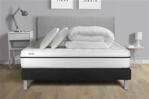 VITALIT Pack sommier kit matelas M&eacute;moire de forme 180x200 Noir Complet