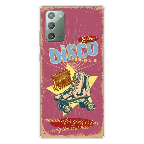 Coque en silicone imprimée compatible Samsung Galaxy Note 20 Retro disco