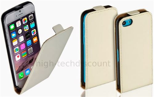 Housse etui coque pochette PU cuir fine pour Apple iPhone 6 (4.7 pouces) + film ecran - BLANC - htdmobiles