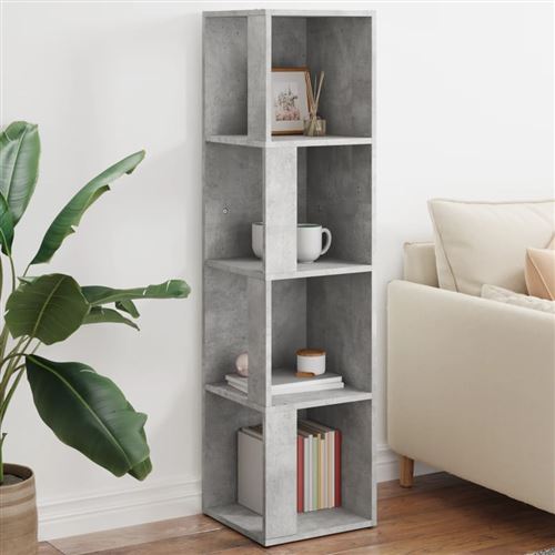 vidaXL Armoire d'Angle Etagère de Rangement Meuble de Rangement Salon Chambre à Coucher Bureau Intérieur Gris Béton 33x33x132 cm Aggloméré