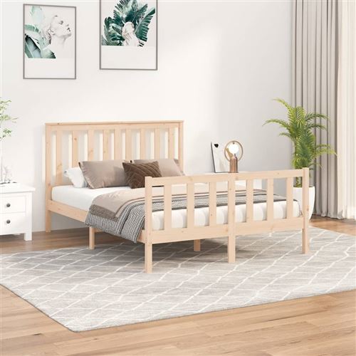 vidaXL Cadre de lit avec tête de lit 120x200 cm bois de pin massif