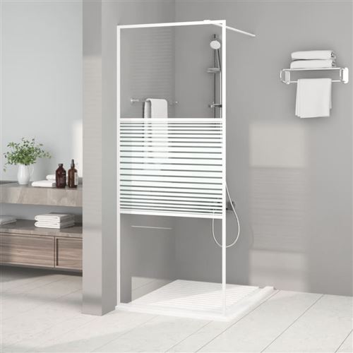vidaXL Duschwand für Begehbare Dusche Weiß 80x195 cm ESG-Klarglas