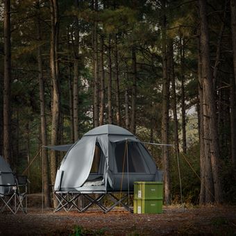 Outsunny Lit De Camp Avec Tente Lit De Camp Surélevé Pour 2 Personnes Tente Dôme Avec Matelas Pneumatique Inclus Sac De~1rmsgoag1m800