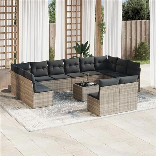 Vidaxl Gris/Clair Salon De Jardin 13 Pcs - Résine Tressée - Image 2