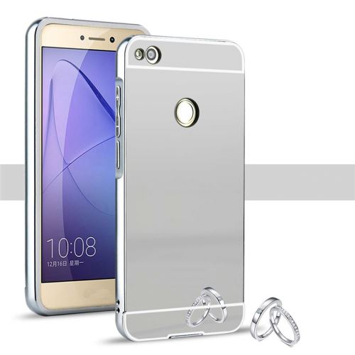 Coque Huawei P8 Lite 2017, Lincivius® [ALUMINIUM BUMPER], Etui Huawei P8 Lite 2017 Aluminium Hybride Bumper Miroir Argent, Protection Antichoc